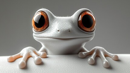 Wide Eyed Wonder White Amphibian Animal Creature Sweet Face Expressive Gaze Unique Friend.
