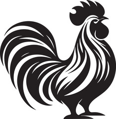 Vector Rooster Silhouette - Bold Black and White Farm Animal Art