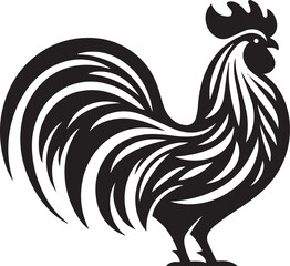 Vector Rooster Silhouette - Bold Black and White Farm Animal Art
