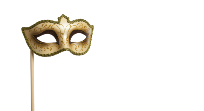 Isolated Masquerade Mask on Stick