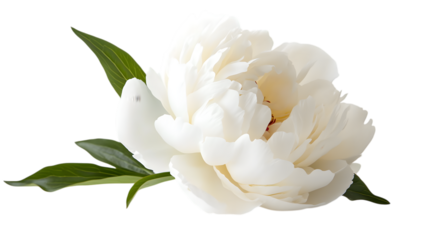 White peony flower on a white background