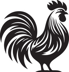 Vector Rooster Silhouette - Bold Black and White Farm Animal Art