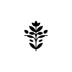 Minimalist Black Plant Icon on White Background