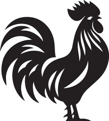 Vector Rooster Silhouette - Bold Black and White Farm Animal Art