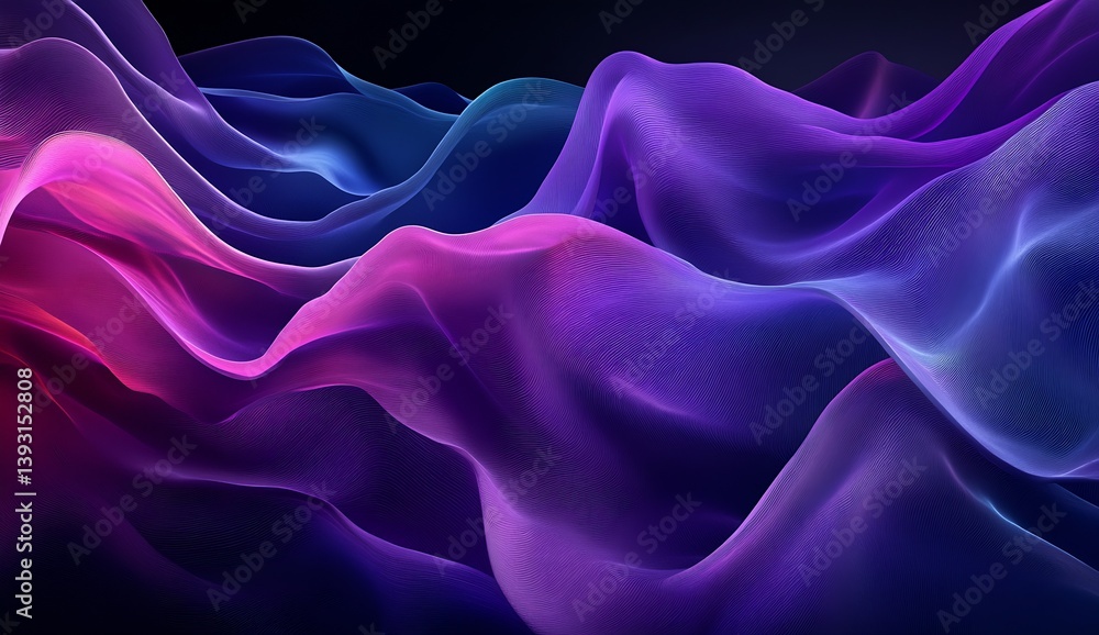 Aufkleber Mesmerizing Flowing Waves in Soft Hues Featuring a Harmonious Blend of Colors : Generative AI