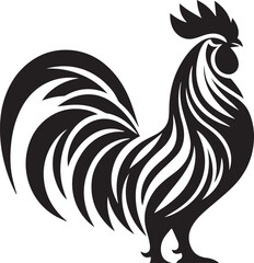 Vector Rooster Silhouette - Bold Black and White Farm Animal Art