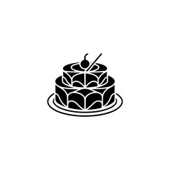 Minimalist Black Cake Icon on White: Celebration Graphic