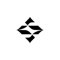 Geometric Abstract Logo: Black Shapes on White Background