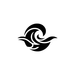 Abstract Wave Symbol - Minimalist Black Design on White