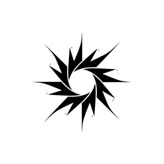 Abstract Black Starburst Logo Design on White Background