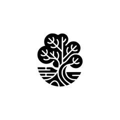 Minimalist Tree Logo: Black & White Emblem for Nature, Ecology, & Branding.