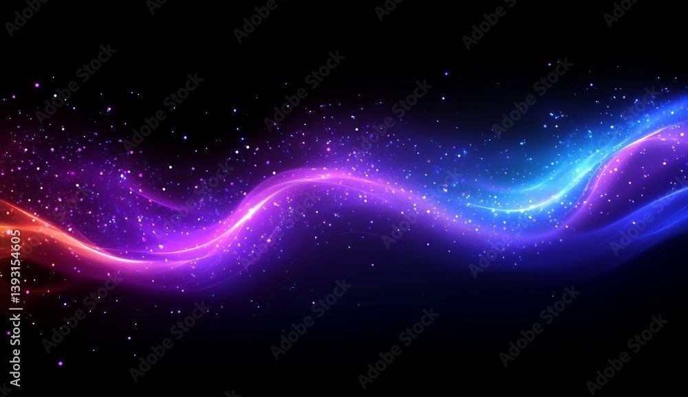 Poster Dynamic wave of vivid colors flowing through a dark background creating a beautiful abstract artwork : Generative AI
