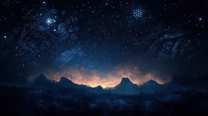 Fototapeta premium Matariki Day, traditional elements for Matariki Day, with a mystical and cultural feel