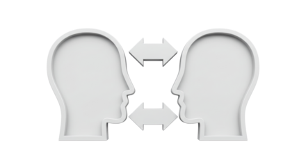 Isolated Two Heads Facing Each Other with Arrows
