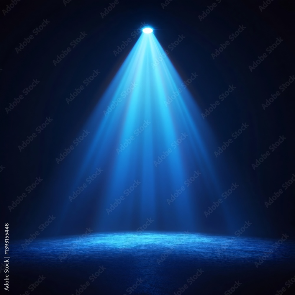 Poster dramatic blue spotlight beam illuminating dark stage abstract show lighting effect for presentation 