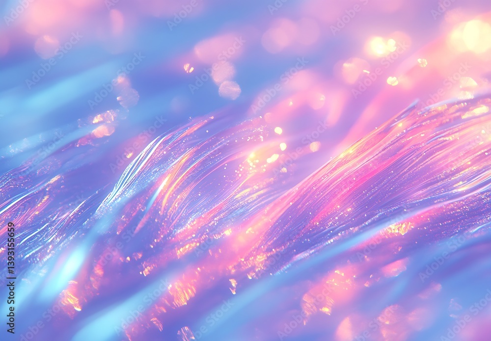 Poster beautiful shimmering waves of light with pastel hues of pink and blue on a soft dreamy backdrop : ge