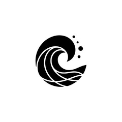 Minimalist Black and White Wave Logo