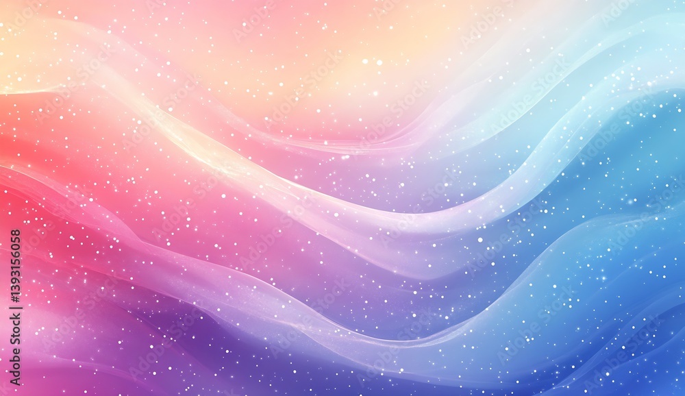 Poster Soft pastel gradient abstract background blending pink and blue hues with sparkles : Generative AI