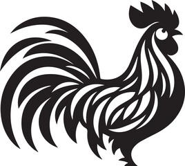 Vector Rooster Silhouette - Bold Black and White Farm Animal Art