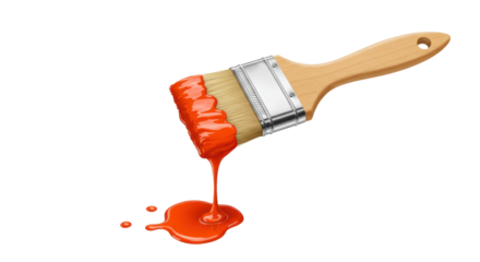 Isolated Paint Brush with Red Paint