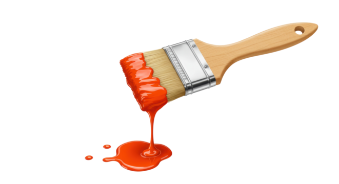 Isolated Paint Brush with Red Paint