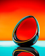 Abstract glass sculpture reflecting vibrant colors