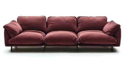 Fototapeta premium Red couch with three cushions