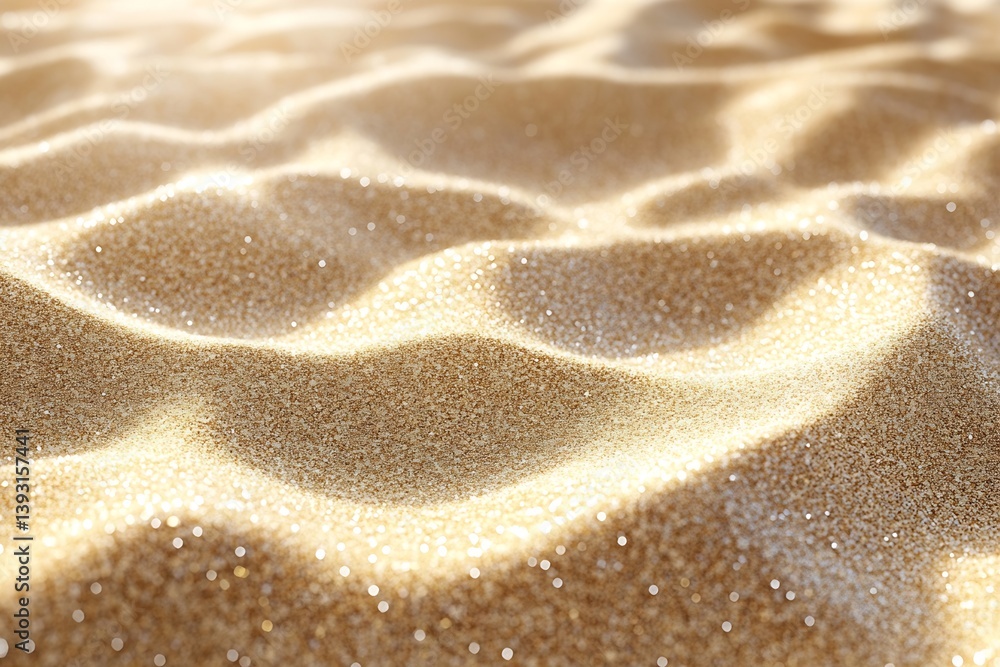 Poster Abstract Sand Texture Background Golden Glitter Sparkling Sand Waves CloseUp Desert Surface Pattern with Bokeh Effect : Generative AI