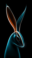 Stylized rabbit silhouette on black background