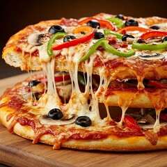 Delicious pizza with cheese pizza pepperoni pizza mushroom pizza olive pizza pepper pizza food photography