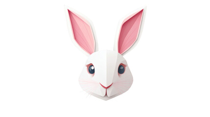Fototapeta premium Rabbit bunny face paper art style illustration isolated on white background
