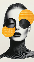 Artistic portrait of a woman with abstract geometric shapes