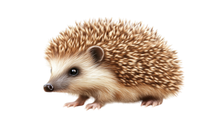 Realistic hedgehog isolated on white background