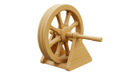 Isolated Wooden Spinning Wheel