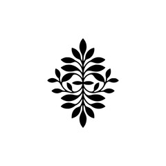 Elegant Black Leaf Motif on Cream Background