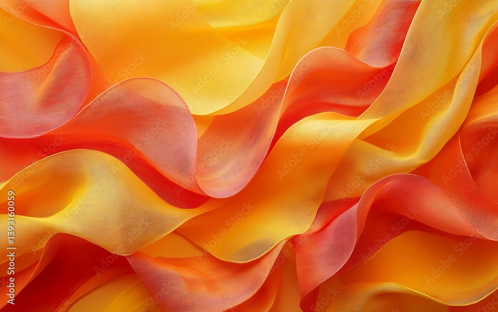 Poster abstract orange and yellow fabric waves background design for textiles and fashion perfect for wallp