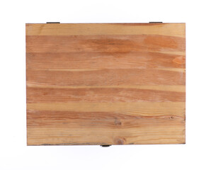 wooden box with lid isolated on white background