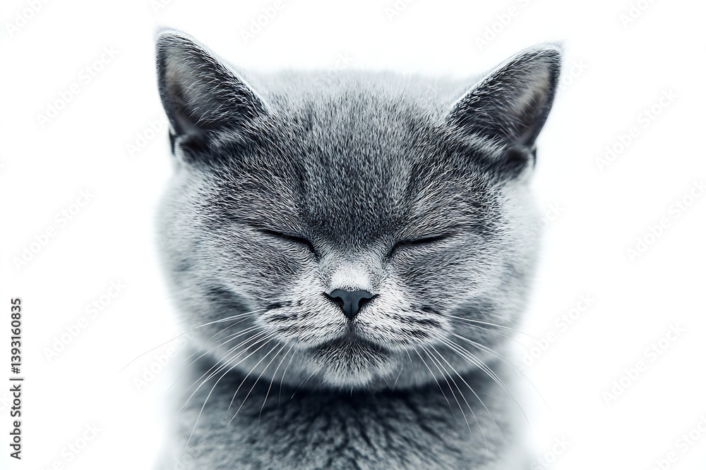 Aufkleber closeup of a relaxed british shorthair cat captivating portrait of a contented feline with soft fur 