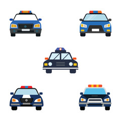 Front view of Police Car Vector Set