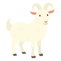 Goat in flat style. Vector illustration of an animal on a farm