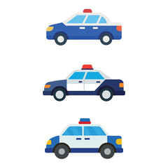 Side view of Police Car Vector Set