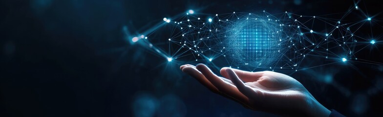 Global interconnected network held in a hand