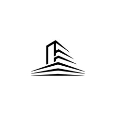 Modern Minimalist Black Building Logo Design on White Background