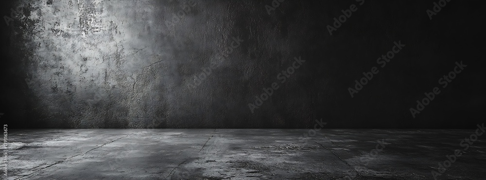 Aufkleber dark grunge wall texture with spotlight moody and dramatic background abstract cement surface dark a