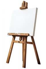 Empty Artist Canvas on Wooden Easel Blank White Space for Painting Art Supplies Studio Setup Creative Concept Isolated : Generative AI
