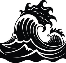 Stormy Waves Crashing Silhouette Vector | Ocean, Sea & Nature Elements Clipart