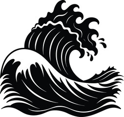 Stormy Waves Crashing Silhouette Vector | Ocean, Sea & Nature Elements Clipart