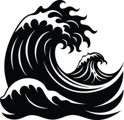 Stormy Waves Crashing Silhouette Vector | Ocean, Sea & Nature Elements Clipart