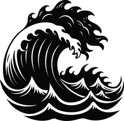 Stormy Waves Crashing Silhouette Vector | Ocean, Sea & Nature Elements Clipart