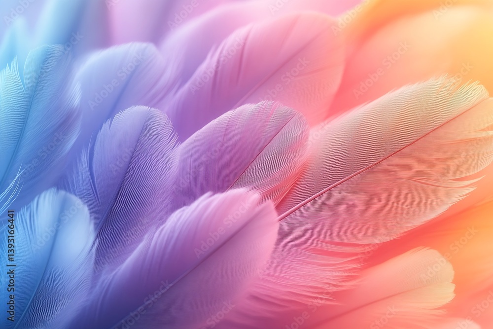 Poster pastel feathers background with soft colors and delicate textures ideal for gentle beauty and artist
